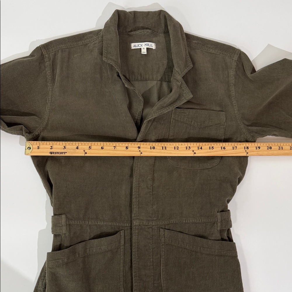 Alex Mill Fine Wale Corduroy Standard Jumpsuit Size S In Military Olive EUC - Picture 5 of 9